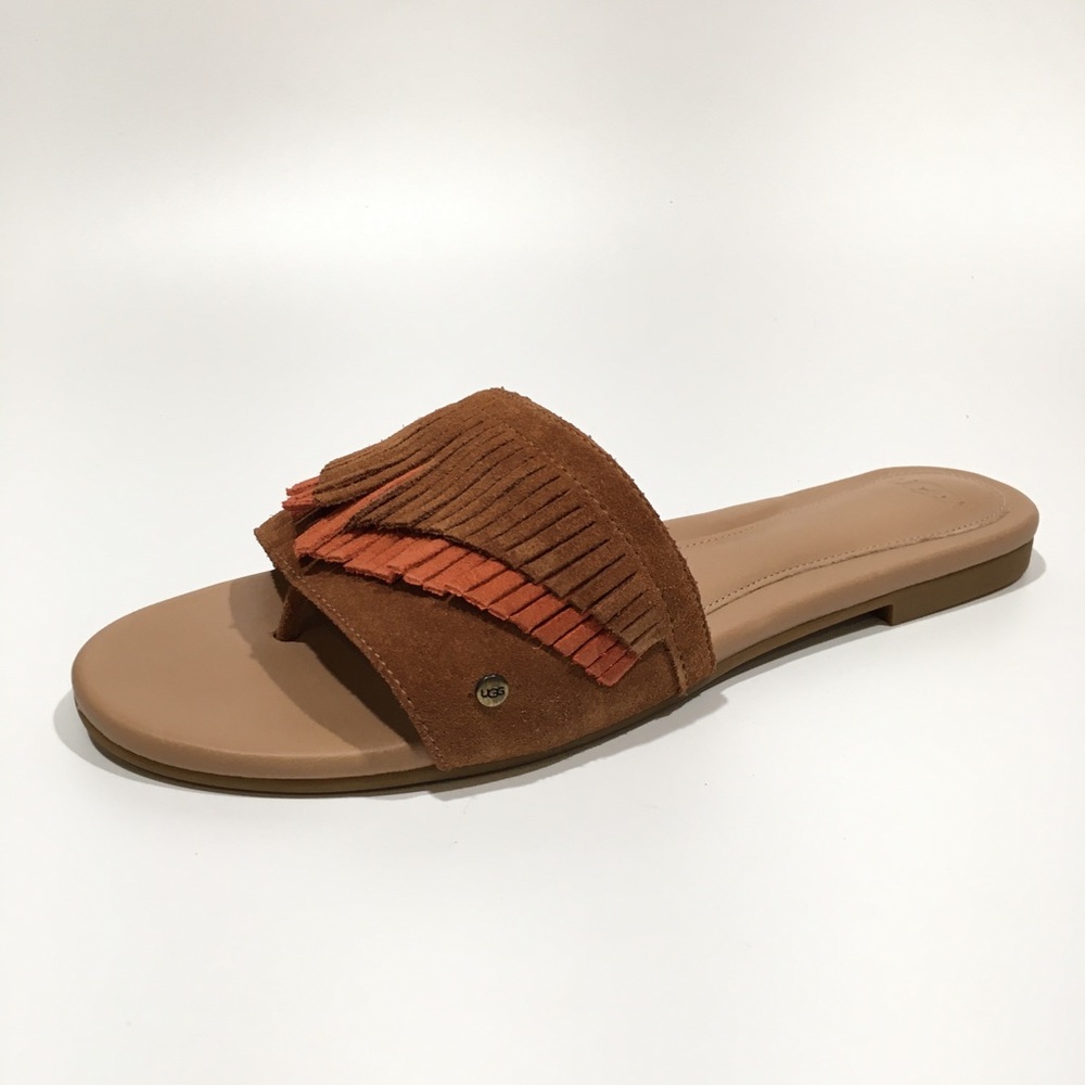 UGG Binx Fringe Slide Sandals -Chestnut Suede -Women’s US 9.5 -NEW